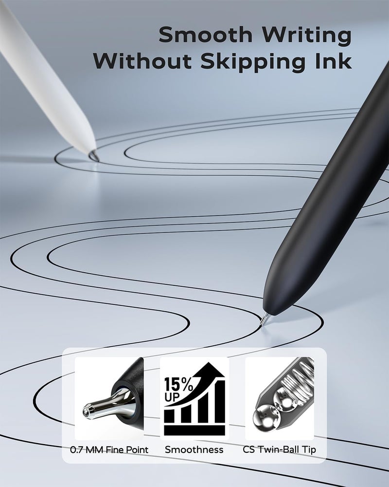 STAGEEK Black Gel Pens, 6Pcs Fine Point Smooth Writing Pens with 3 Extra Refills, Black Ink Pens for Journaling, Office, Note Taking, School Supplies, Nurse Aesthetic(Black Gray White) - Image 5